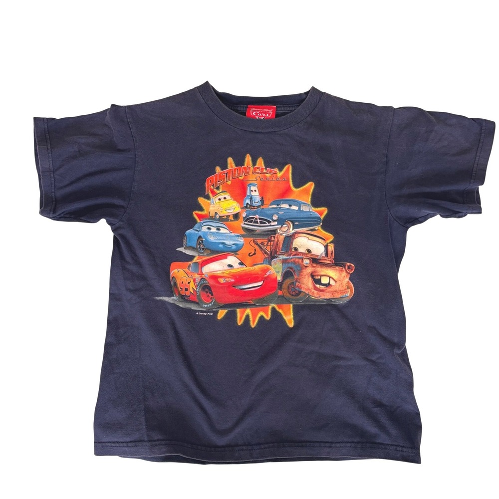 Vintage‎ Disney Pixar Cars Piston Cup Series Graphic T-Shirt Boys Medium Blue